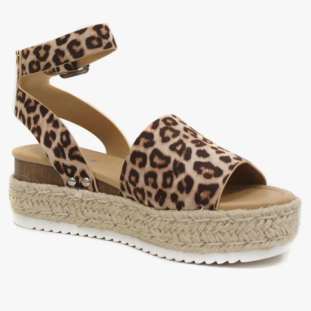 Soda Leopard Espadrille Platform Sandal